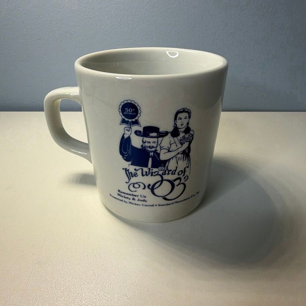Wizard of Oz 50th Anniversary Promotional Logo Mug Mickey & Judy